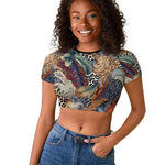 African Wild Animal Skins Raglan Cropped T shirt Unique Leopard Zebra And Snake Patterns - African Pride
