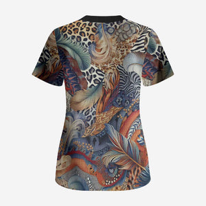 African Wild Animal Skins Scrub Top Unique Leopard Zebra And Snake Patterns