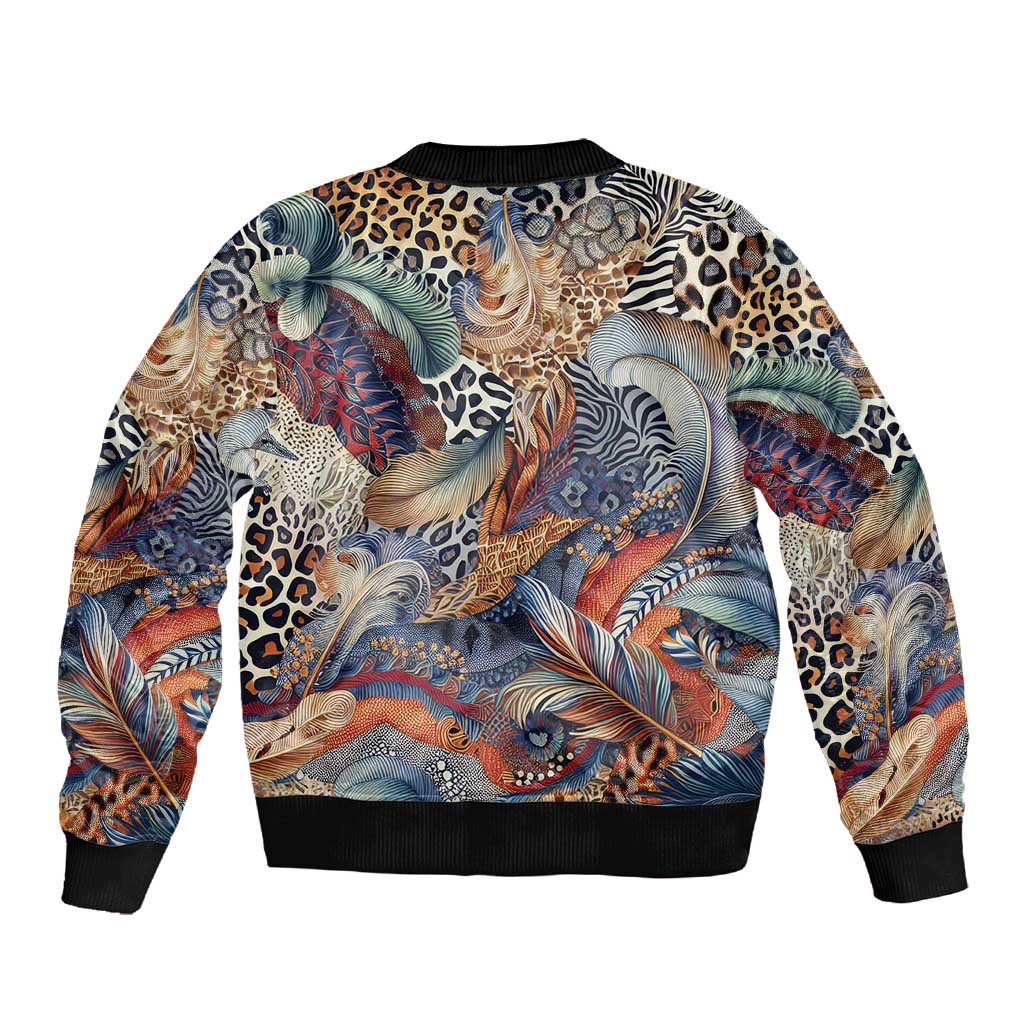 African Wild Animal Skins Sleeve Zip Bomber Jacket Unique Leopard Zebra And Snake Patterns - African Pride