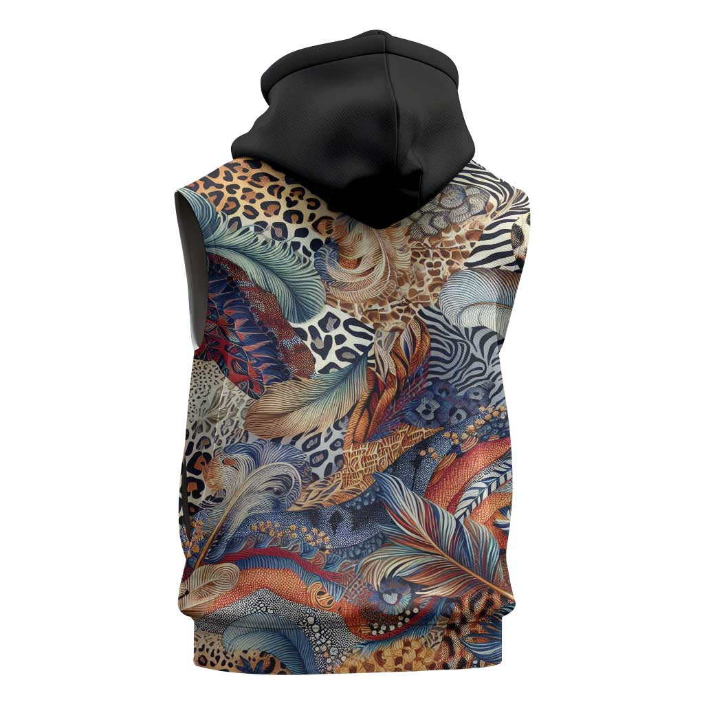 African Wild Animal Skins Sleeveless Zip Hoodie Unique Leopard Zebra And Snake Patterns - African Pride