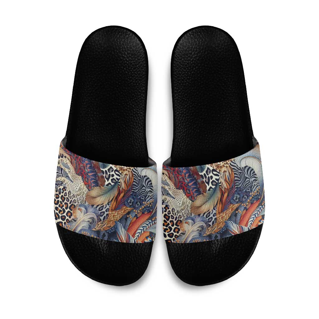African Wild Animal Skins Slide Sandals Unique Leopard Zebra And Snake Patterns