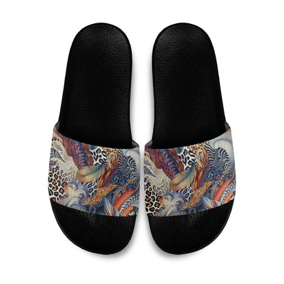 African Wild Animal Skins Slide Sandals Unique Leopard Zebra And Snake Patterns