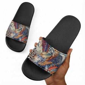 African Wild Animal Skins Slide Sandals Unique Leopard Zebra And Snake Patterns