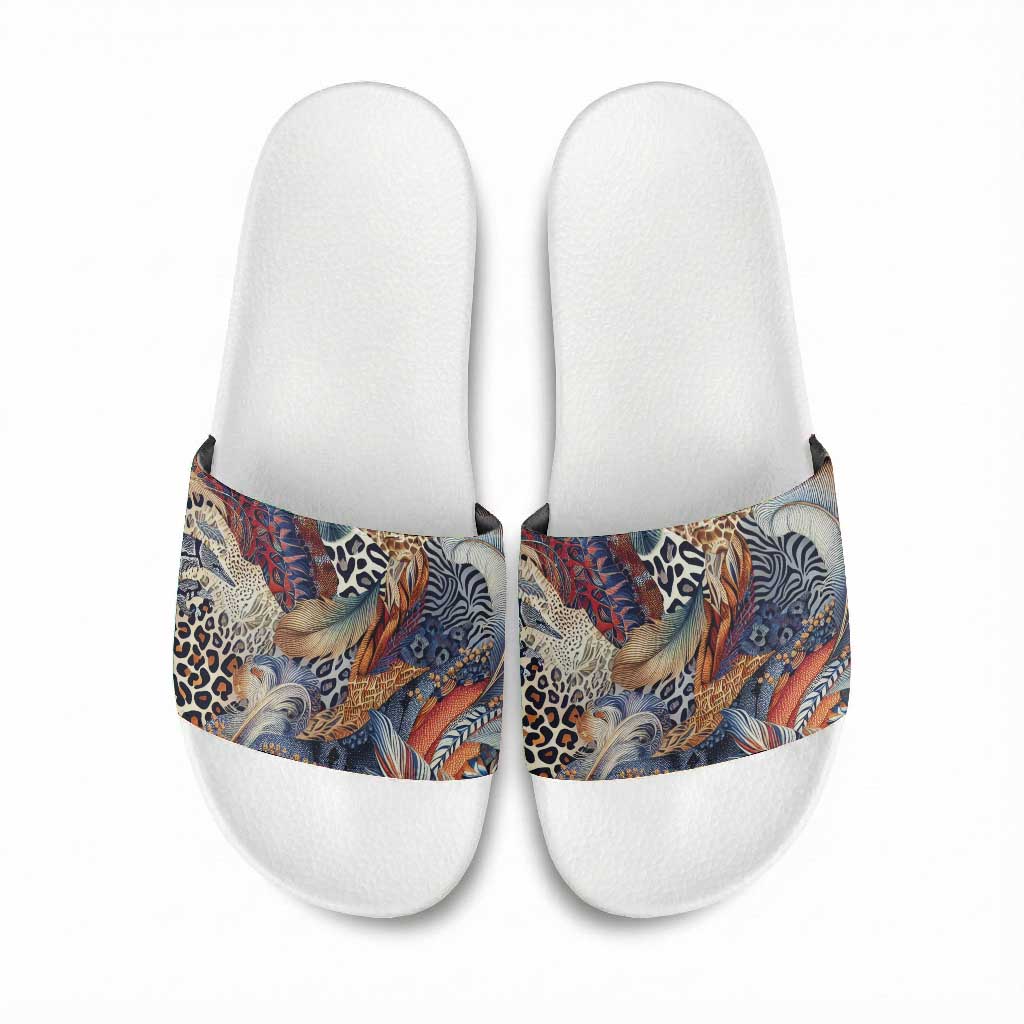 African Wild Animal Skins Slide Sandals Unique Leopard Zebra And Snake Patterns