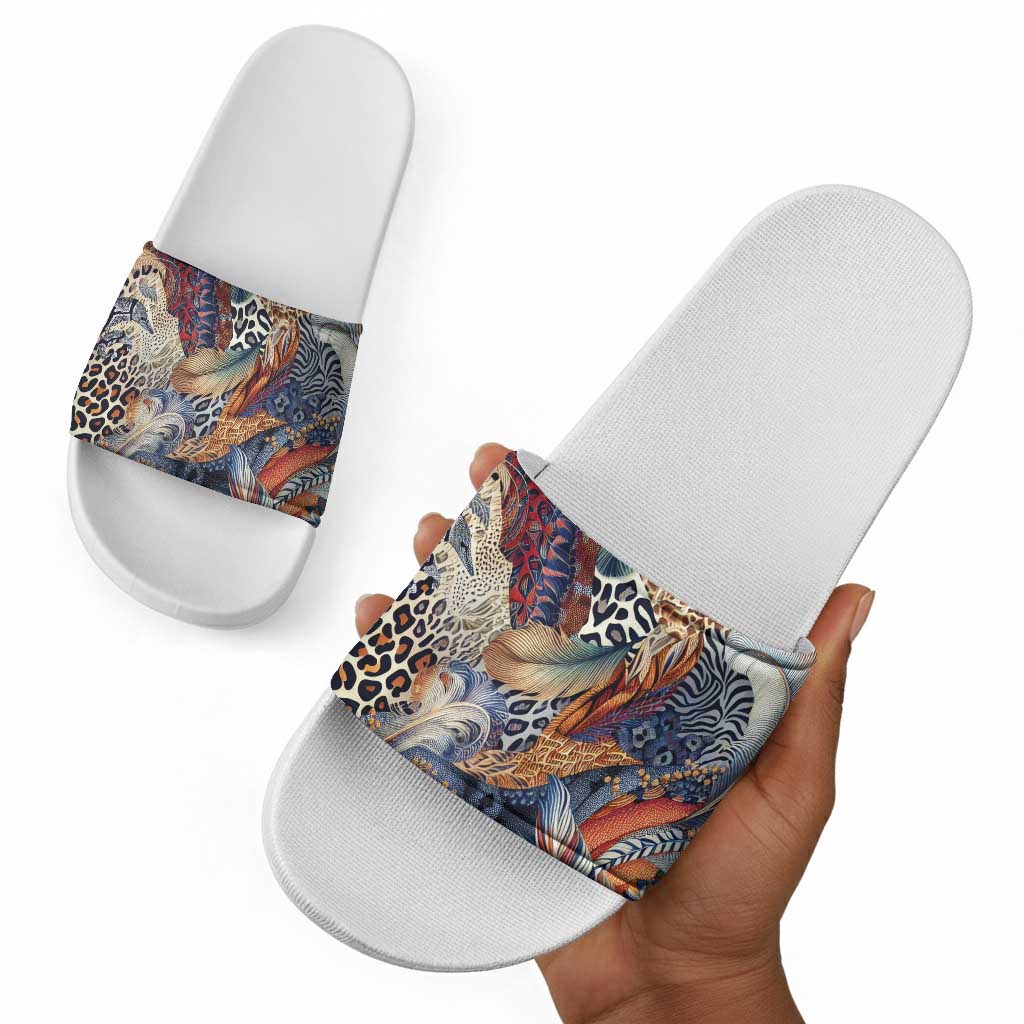 African Wild Animal Skins Slide Sandals Unique Leopard Zebra And Snake Patterns
