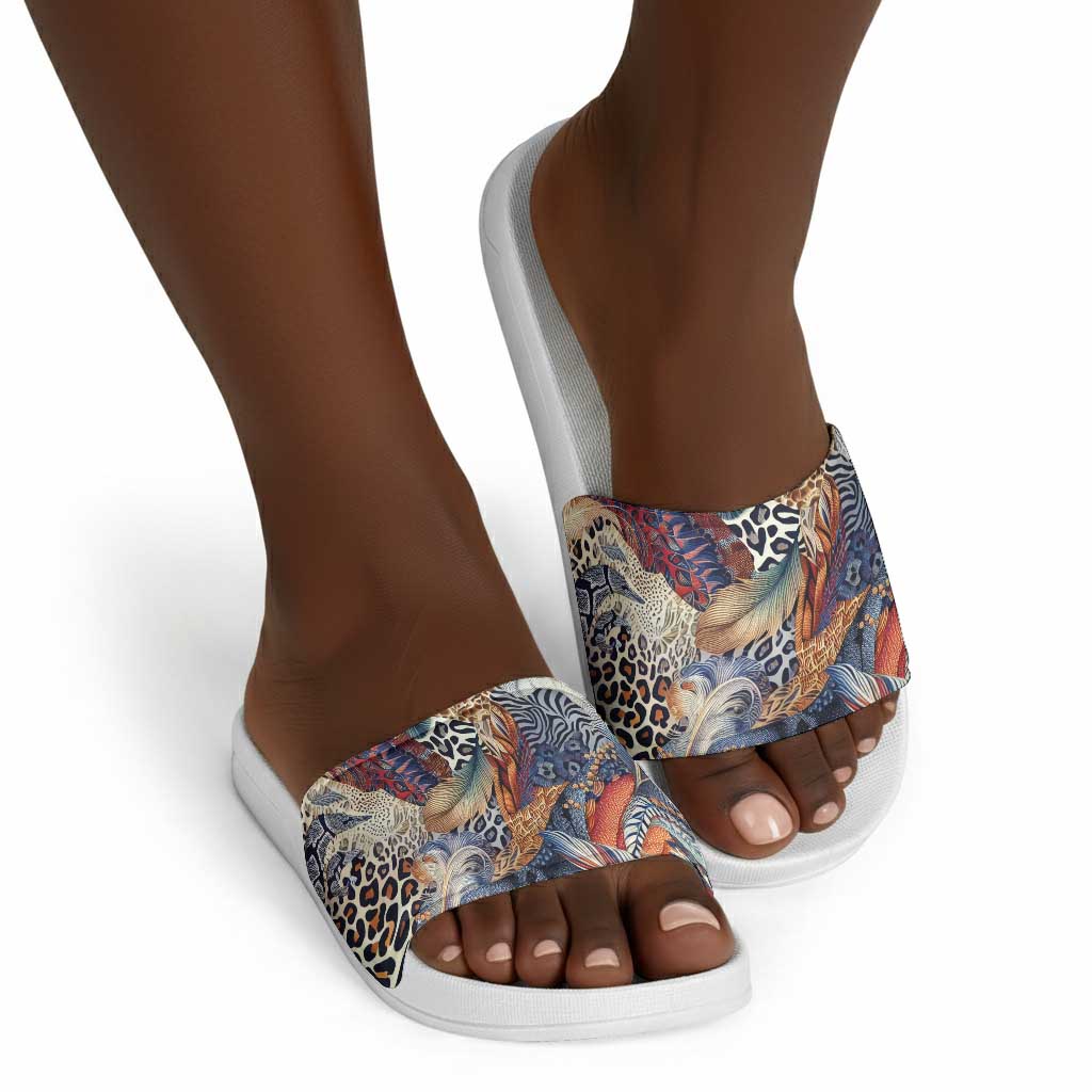 African Wild Animal Skins Slide Sandals Unique Leopard Zebra And Snake Patterns