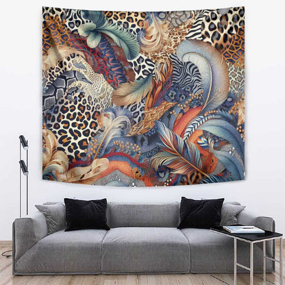 African Wild Animal Skins Tapestry Unique Leopard Zebra And Snake Patterns - African Pride