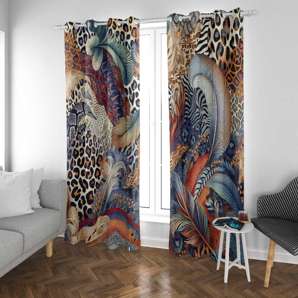 African Wild Animal Skins Window Curtain Unique Leopard Zebra And Snake Patterns - African Pride
