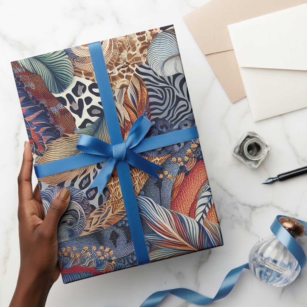 African Wild Animal Skins Wrapping Paper Unique Leopard Zebra And Snake Patterns - African Pride