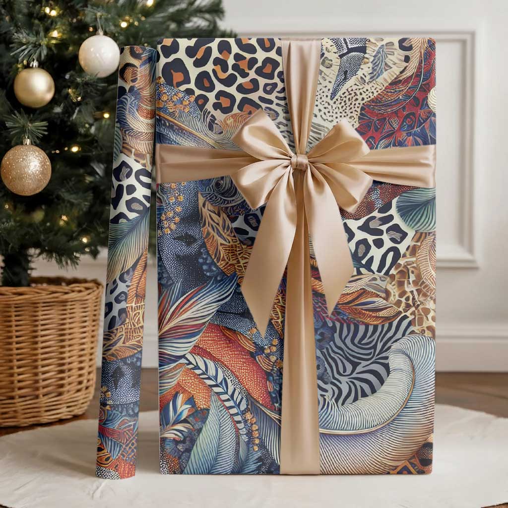 African Wild Animal Skins Wrapping Paper Unique Leopard Zebra And Snake Patterns - African Pride