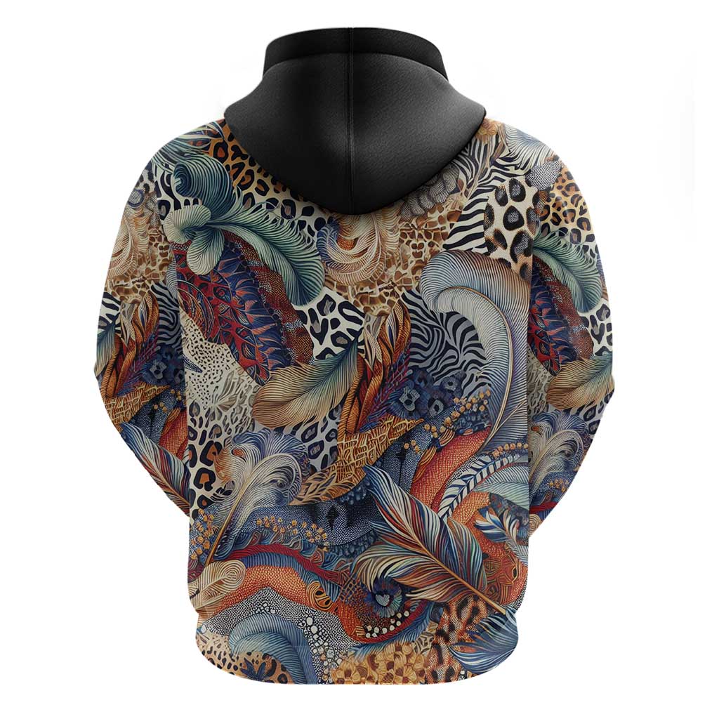 African Wild Animal Skins Zip Hoodie Unique Leopard Zebra And Snake Patterns - African Pride