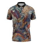 African Wild Animal Skins Zipper Polo Shirt Unique Leopard Zebra And Snake Patterns