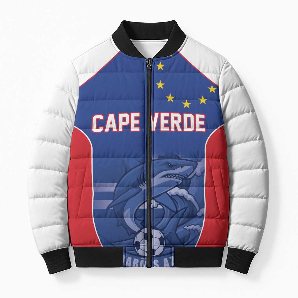 World Football 2026 Cape Verde Custom Bomber Puffer Jacket Tubaroes Azuis Blue Shark - African Pride
