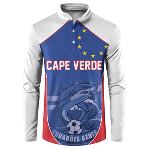 World Football 2026 Cape Verde Custom Button Sweatshirt Tubaroes Azuis Blue Shark