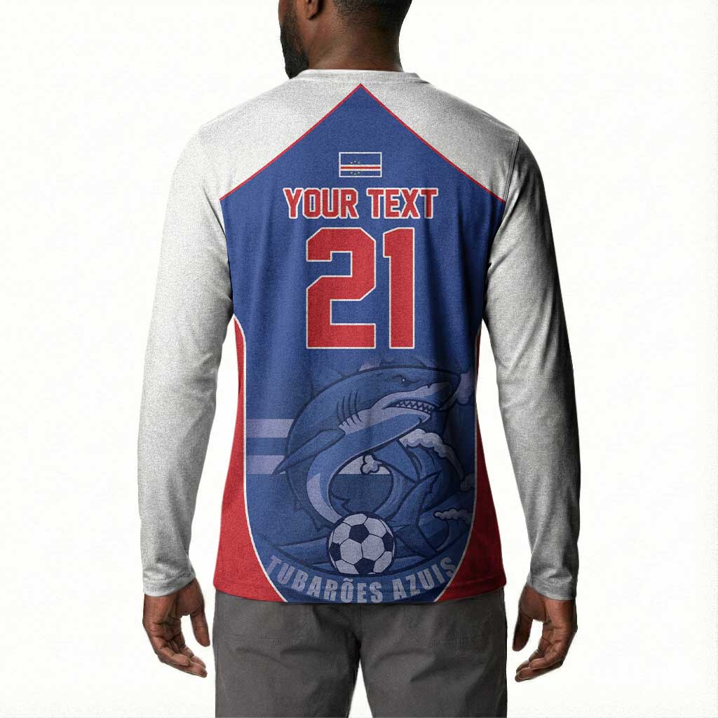World Football 2026 Cape Verde Custom Button Sweatshirt Tubaroes Azuis Blue Shark