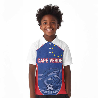 World Football 2026 Cape Verde Custom Kid Polo Shirt Tubaroes Azuis Blue Shark LT9