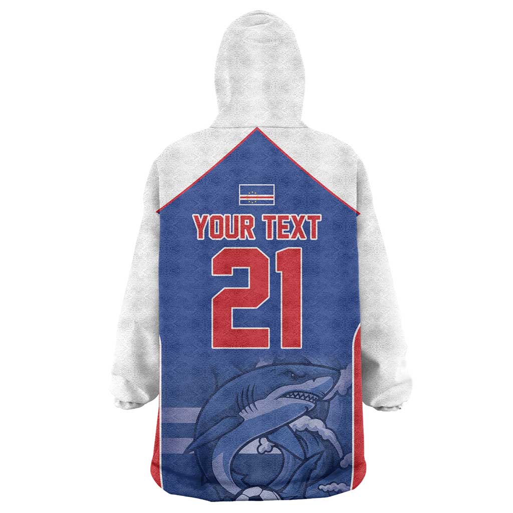 World Football 2026 Cape Verde Custom Kid Wearable Blanket Hoodie Tubaroes Azuis Blue Shark - African Pride