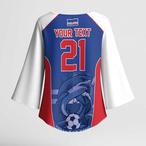 World Football 2026 Cape Verde Custom Kimono Sleeve Blouse Tubaroes Azuis Blue Shark - African Pride