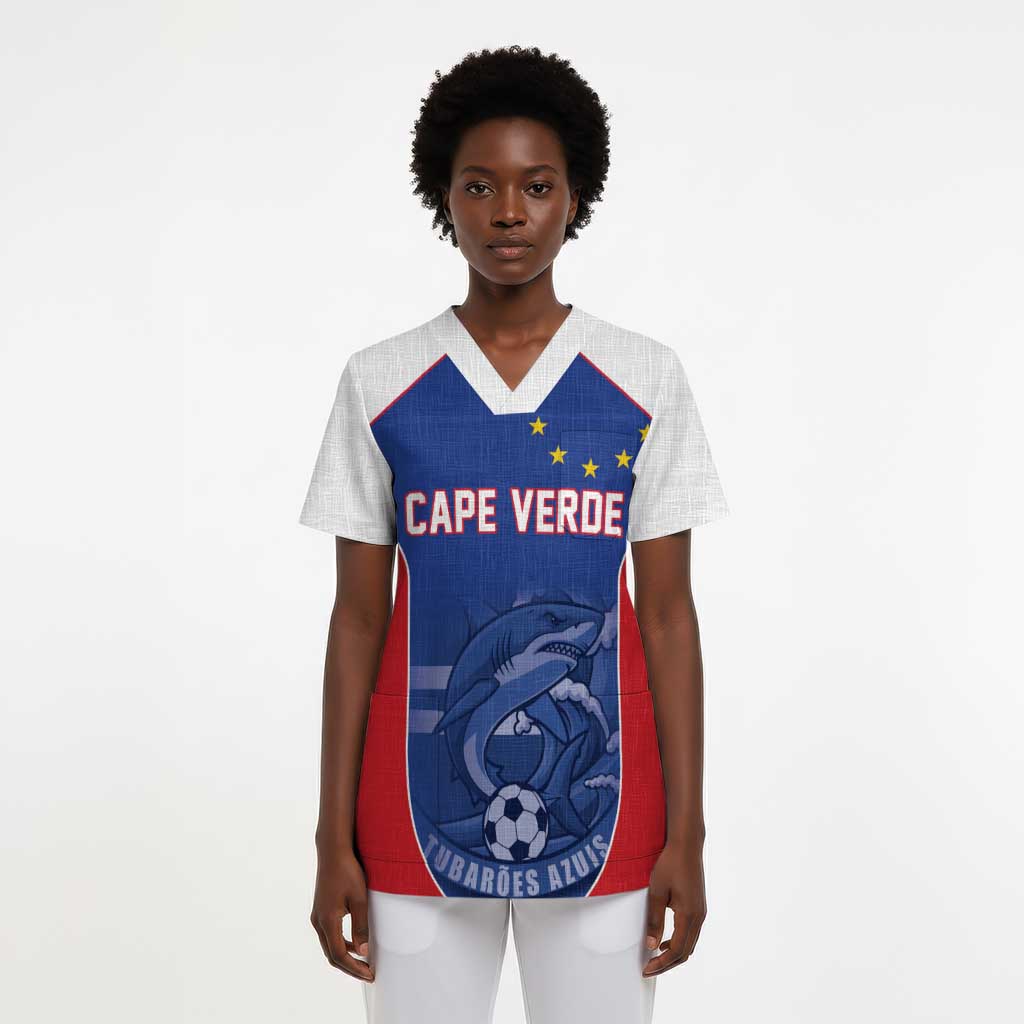 World Football 2026 Cape Verde Custom Scrub Top Tubaroes Azuis Blue Shark - African Pride