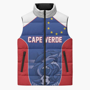 World Football 2026 Cape Verde Custom Sleeveless Puffer Jacket Tubaroes Azuis Blue Shark - African Pride