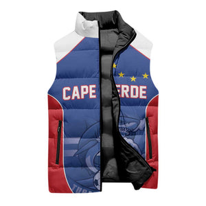 World Football 2026 Cape Verde Custom Sleeveless Puffer Jacket Tubaroes Azuis Blue Shark - African Pride
