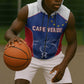 World Football 2026 Cape Verde Custom Sleeveless Zip Hoodie Tubaroes Azuis Blue Shark - African Pride