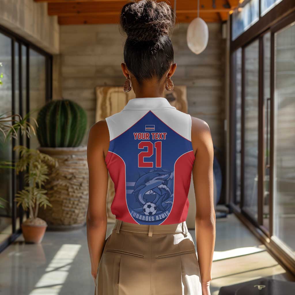 World Football 2026 Cape Verde Custom Women Sleeveless Polo Shirt Tubaroes Azuis Blue Shark - African Pride