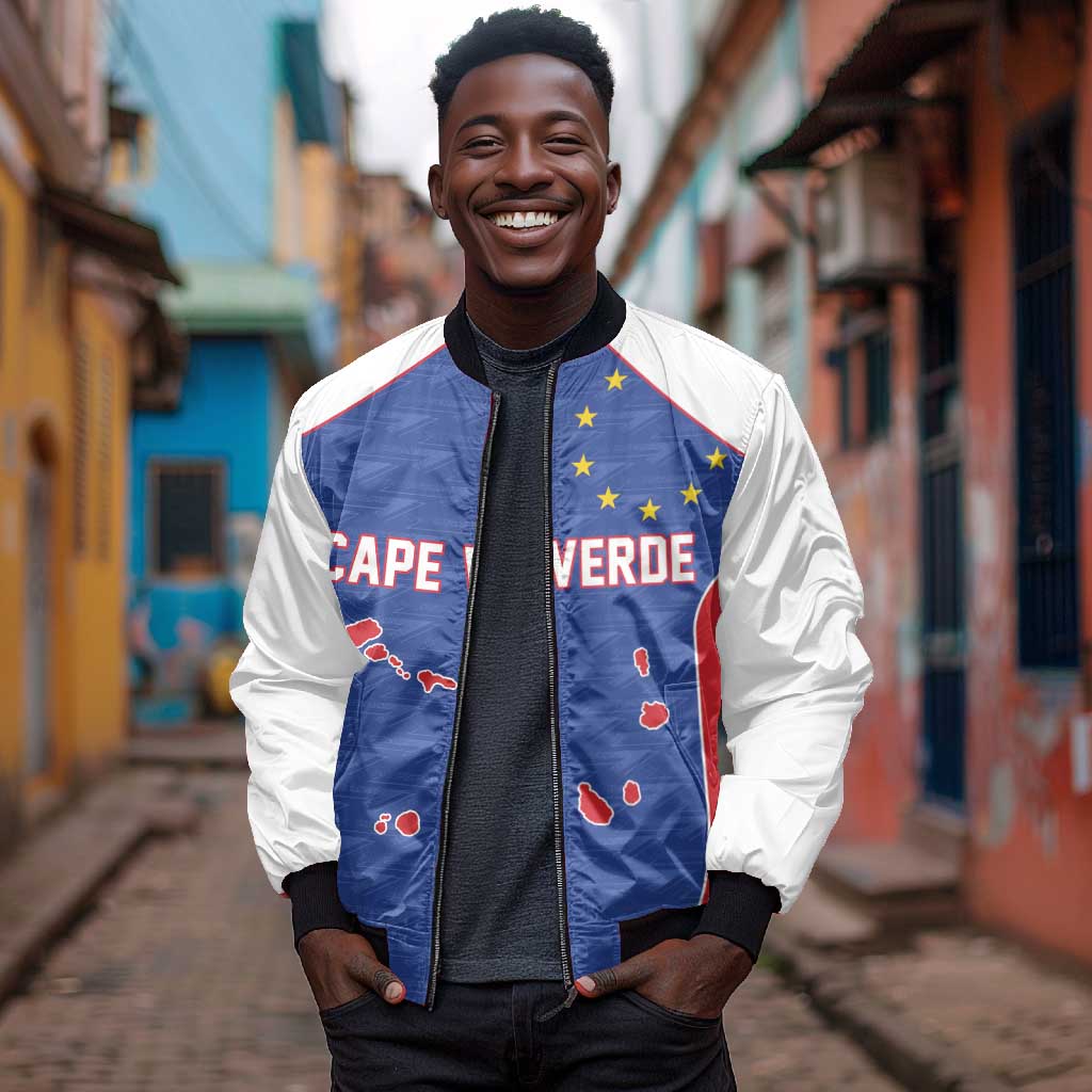 World Football 2026 Cape Verde Custom Bomber Jacket Tubaroes Azuis Verde Simple Map - African Pride