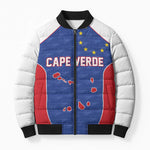 World Football 2026 Cape Verde Custom Bomber Puffer Jacket Tubaroes Azuis Verde Simple Map - African Pride