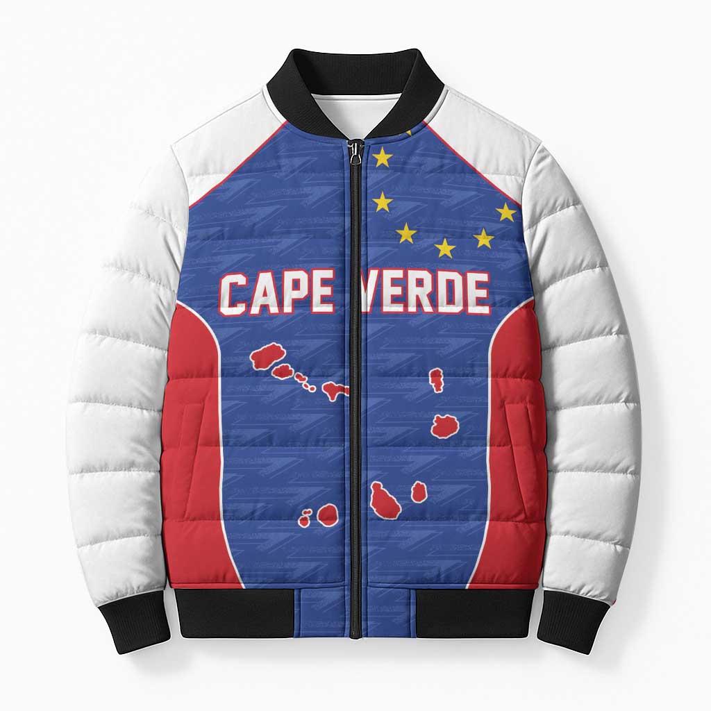 World Football 2026 Cape Verde Custom Bomber Puffer Jacket Tubaroes Azuis Verde Simple Map - African Pride
