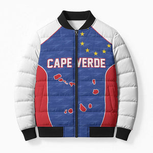 World Football 2026 Cape Verde Custom Bomber Puffer Jacket Tubaroes Azuis Verde Simple Map - African Pride