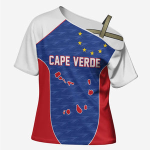 World Football 2026 Cape Verde Custom Cross Shoulder Shirt Tubaroes Azuis Verde Simple Map - African Pride