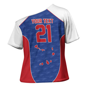 World Football 2026 Cape Verde Custom Cross Shoulder Shirt Tubaroes Azuis Verde Simple Map - African Pride