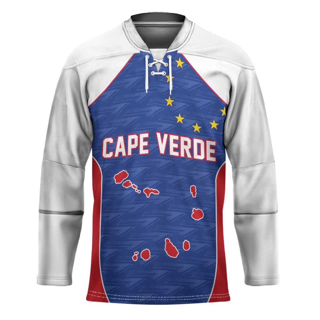 World Football 2026 Cape Verde Custom Hockey Jersey Tubaroes Azuis Verde Simple Map - African Pride