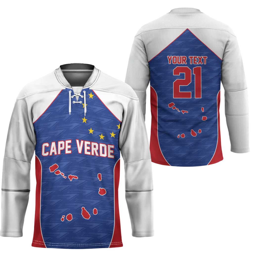 World Football 2026 Cape Verde Custom Hockey Jersey Tubaroes Azuis Verde Simple Map - African Pride