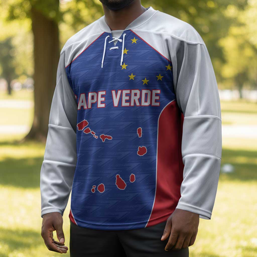 World Football 2026 Cape Verde Custom Hockey Jersey Tubaroes Azuis Verde Simple Map - African Pride