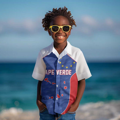 World Football 2026 Cape Verde Custom Kid Hawaiian Shirt Tubaroes Azuis Verde Simple Map LT9