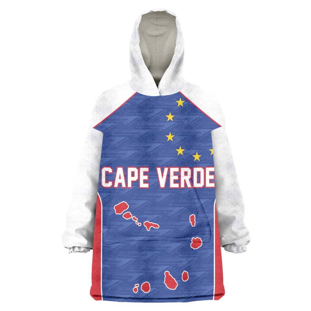 World Football 2026 Cape Verde Custom Kid Wearable Blanket Hoodie Tubaroes Azuis Verde Simple Map - African Pride