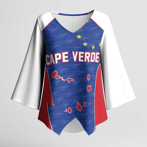 World Football 2026 Cape Verde Custom Kimono Sleeve Blouse Tubaroes Azuis Verde Simple Map - African Pride