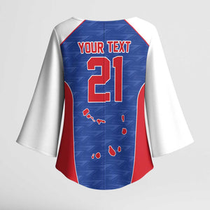 World Football 2026 Cape Verde Custom Kimono Sleeve Blouse Tubaroes Azuis Verde Simple Map - African Pride