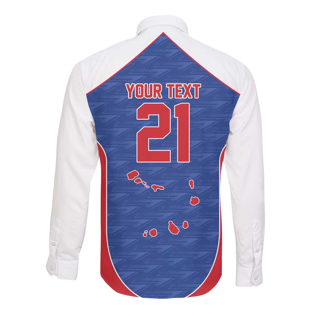 World Football 2026 Cape Verde Custom Long Sleeve Button Shirt Tubaroes Azuis Verde Simple Map - African Pride