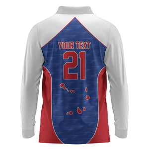 World Football 2026 Cape Verde Custom Long Sleeve Polo Shirt Tubaroes Azuis Verde Simple Map - African Pride
