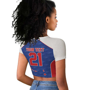 World Football 2026 Cape Verde Custom Raglan Cropped T shirt Tubaroes Azuis Verde Simple Map LT9