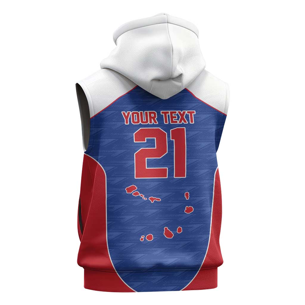 World Football 2026 Cape Verde Custom Sleeveless Hoodie Tubaroes Azuis Verde Simple Map - African Pride