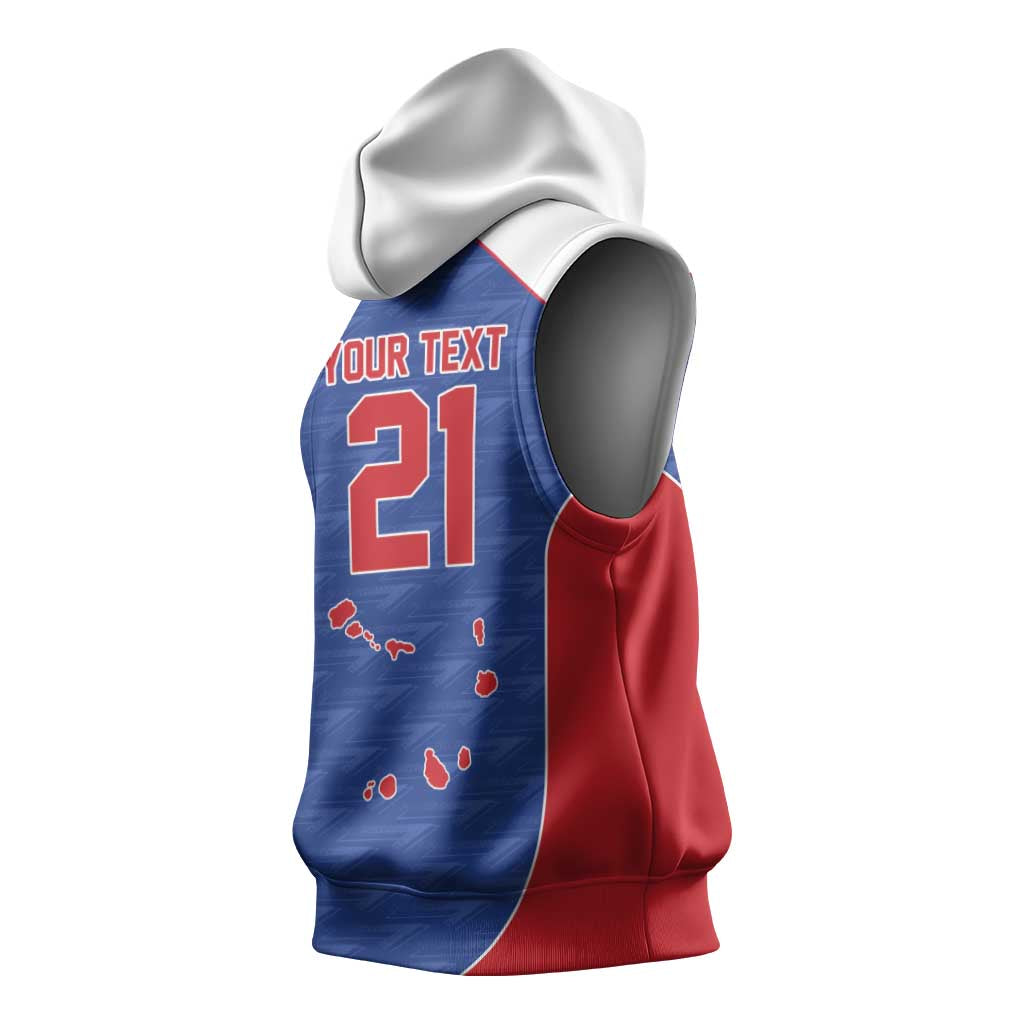World Football 2026 Cape Verde Custom Sleeveless Hoodie Tubaroes Azuis Verde Simple Map - African Pride