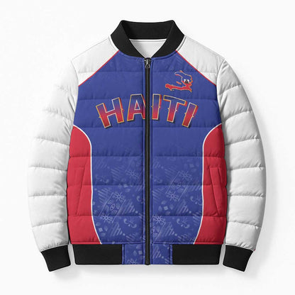 World Football 2026 Afro-Haiti Custom Bomber Puffer Jacket Together For Ayiti Blue Style - African Pride
