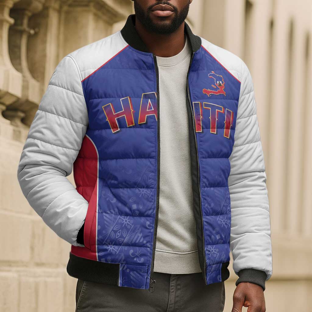 World Football 2026 Afro-Haiti Custom Bomber Puffer Jacket Together For Ayiti Blue Style - African Pride