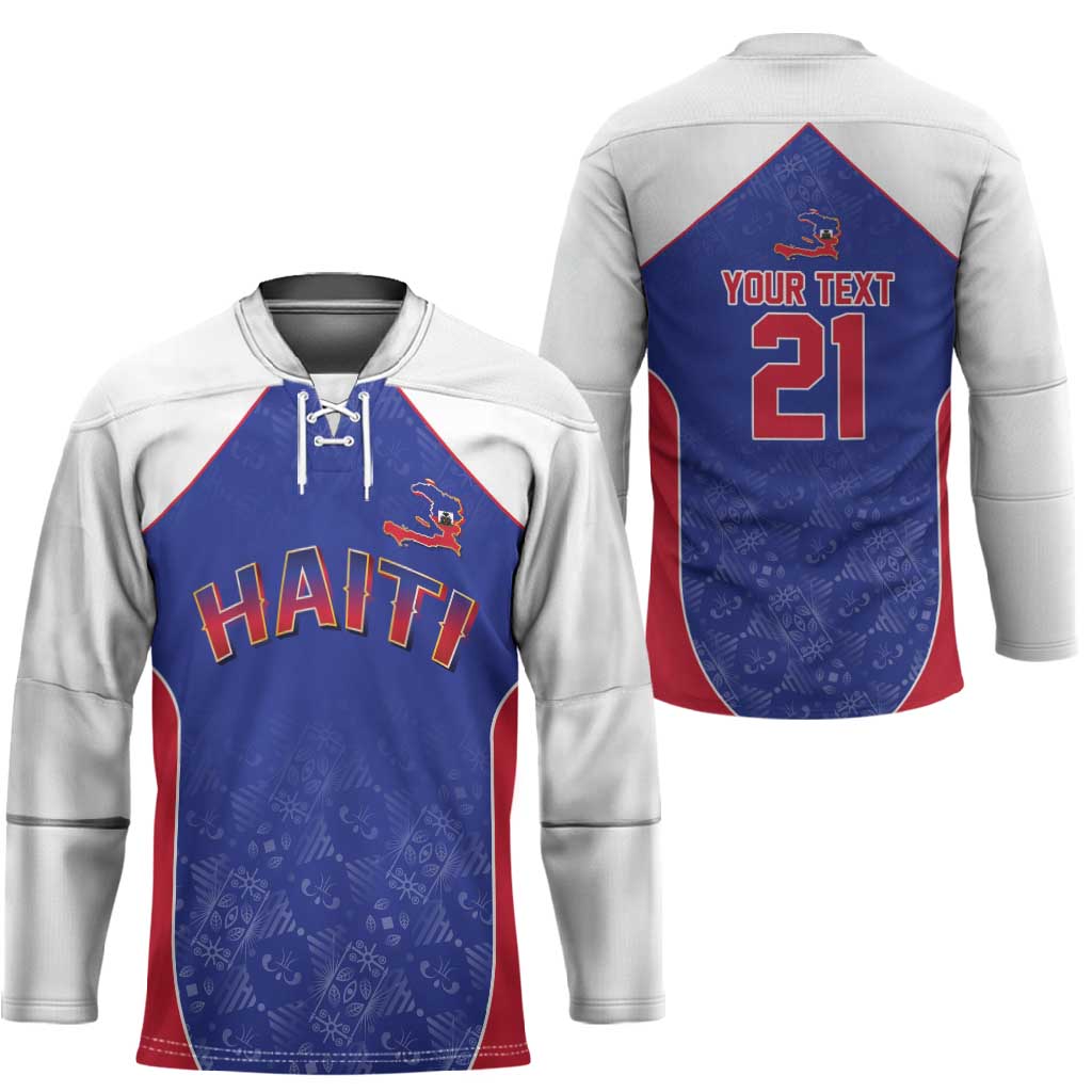 World Football 2026 Afro-Haiti Custom Hockey Jersey Together For Ayiti Blue Style - African Pride