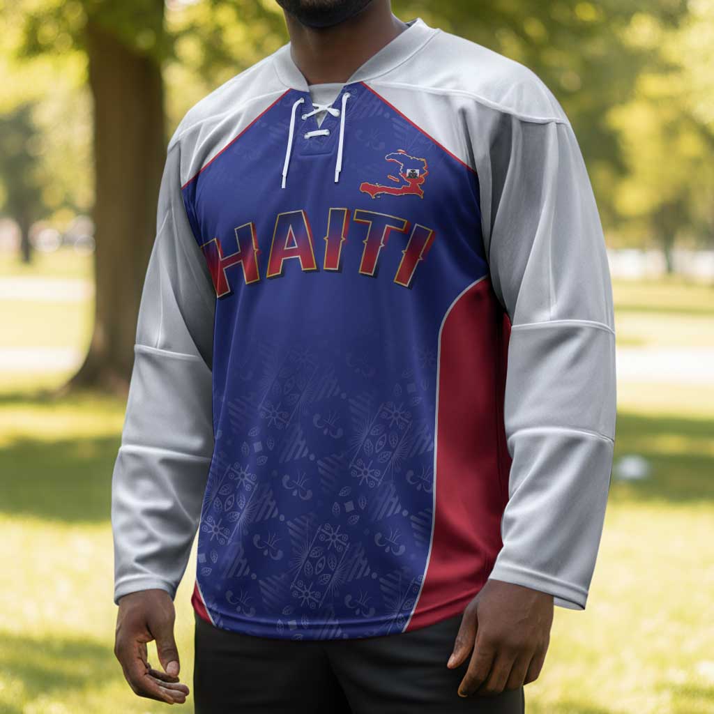 World Football 2026 Afro-Haiti Custom Hockey Jersey Together For Ayiti Blue Style - African Pride