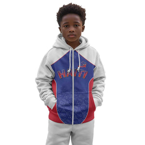 World Football 2026 Afro-Haiti Custom Kid Hoodie Together For Ayiti Blue Style - African Pride